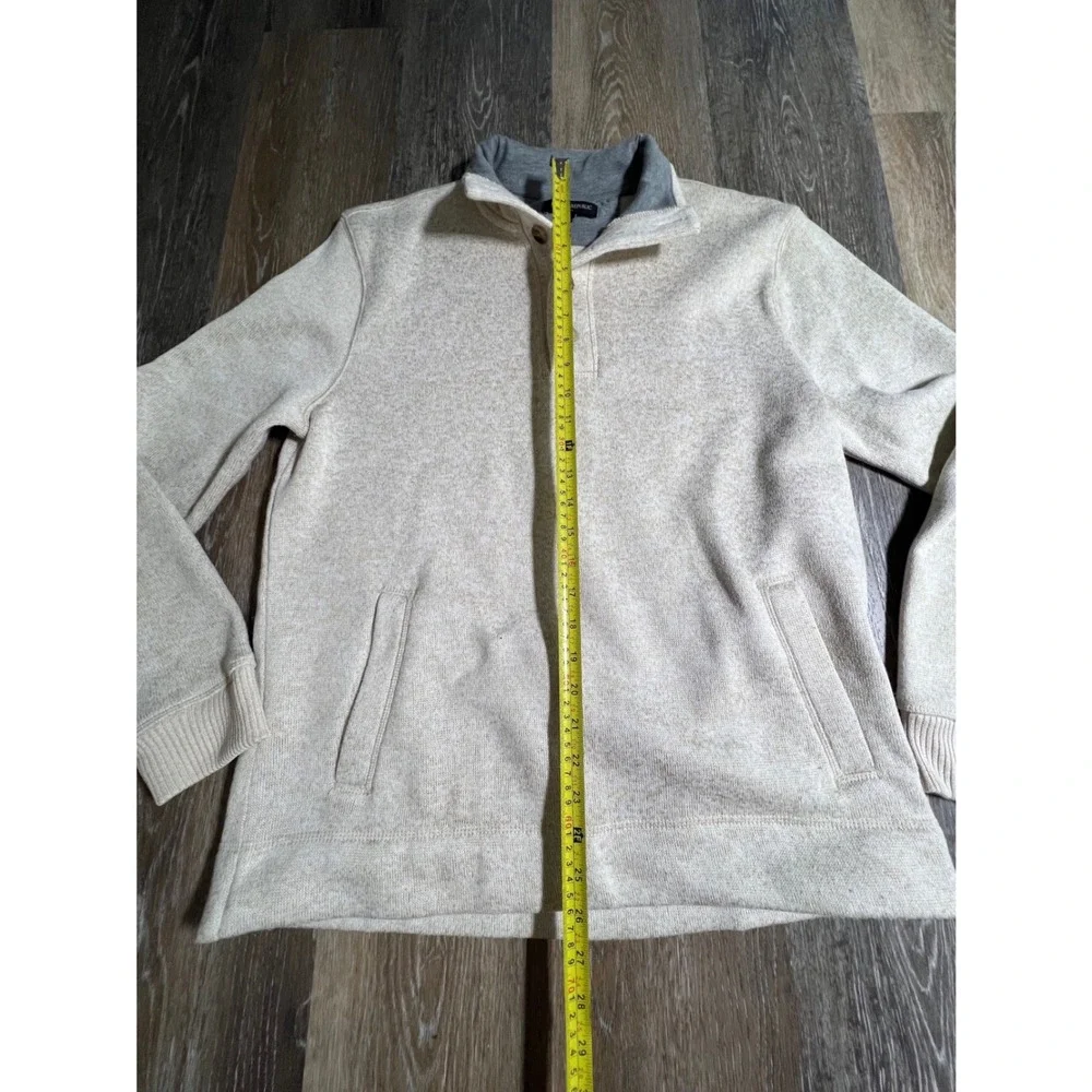 Banana Republic Pullover Mens Large Oatmeal Excellent Quarter Button‎ Sweater